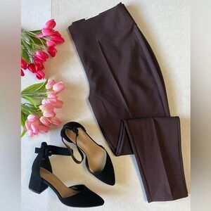 Nine West Mid Rise Ponte Knit Stretch Plum Pants
